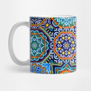 Moroccan arabic oriental tile pattern Blue Mug